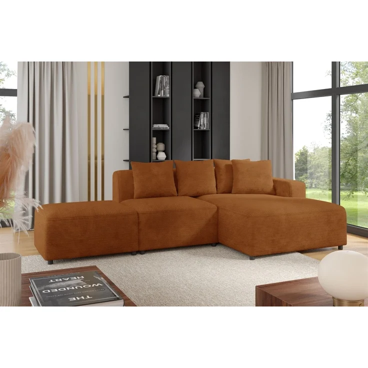 Polsterhocker Designerhocker Hocker MEGAN in Stoff Poso Rostbraun – Bild 2