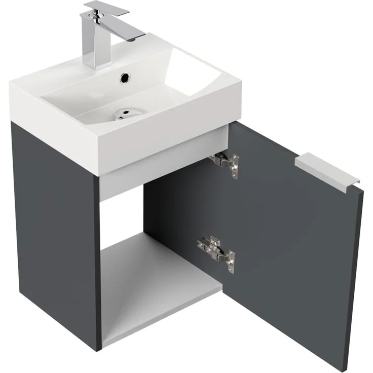 Gäste WC Badmöbel Kubus Slimline 40cm SoftClose grafit : Grafit – Bild 3