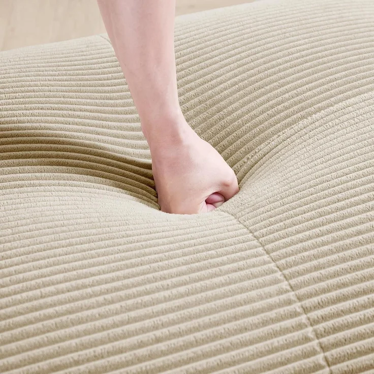 Sofa Uförmiges Cordstoff Wohnzimmer Wohnung Beige J 4 Sitzer 2 Hocker – Bild 5