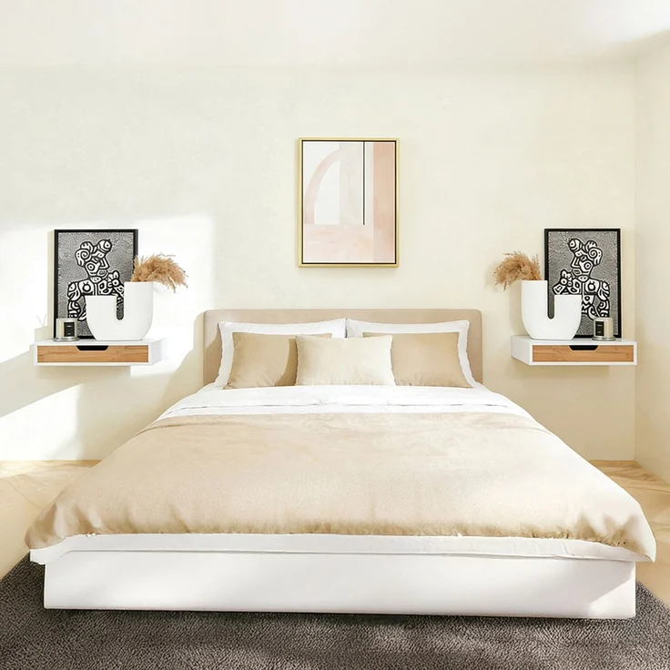 SoBuy FRG92-WNX2 Nachttisch, MDF, Melamin, Weiß, 40 x 8 x 24 cm – Bild 2