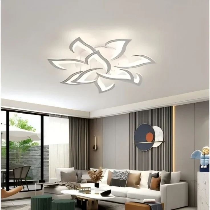 DELIPOP – Plafonnier blanc 84W für den Salon – Lustre – Design mit 10 Lumen, Intensität variabel, Ø80 cm, für den Krippen – und Schlafzimmerbereich – Weiß – 82x82x12cm – Bild 4
