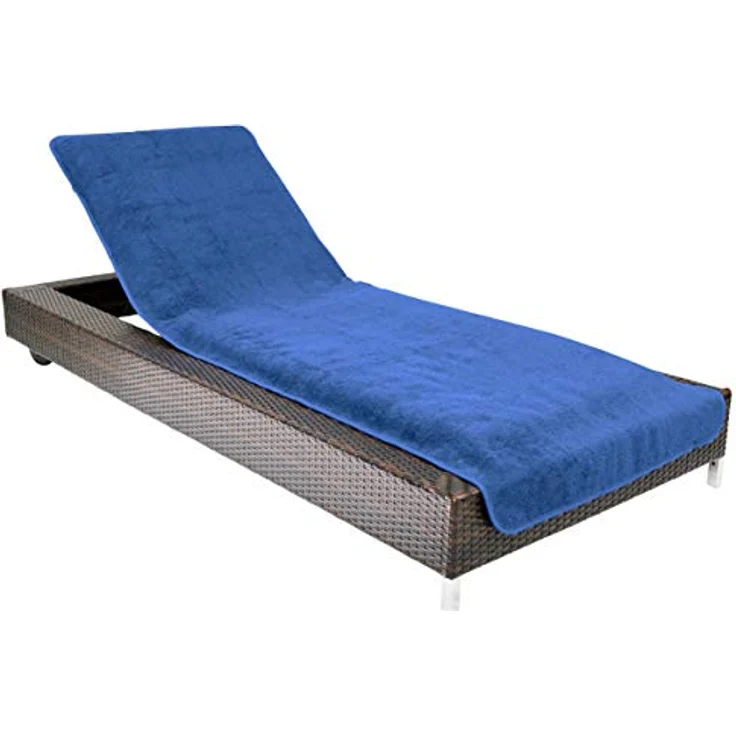 Brandsseller Schonbezug für Gartenliege, Strandliegenauflage, Frottee Schonbezug, 100% Baumwolle - ca. 75x200 cm - Blau – Bild 2