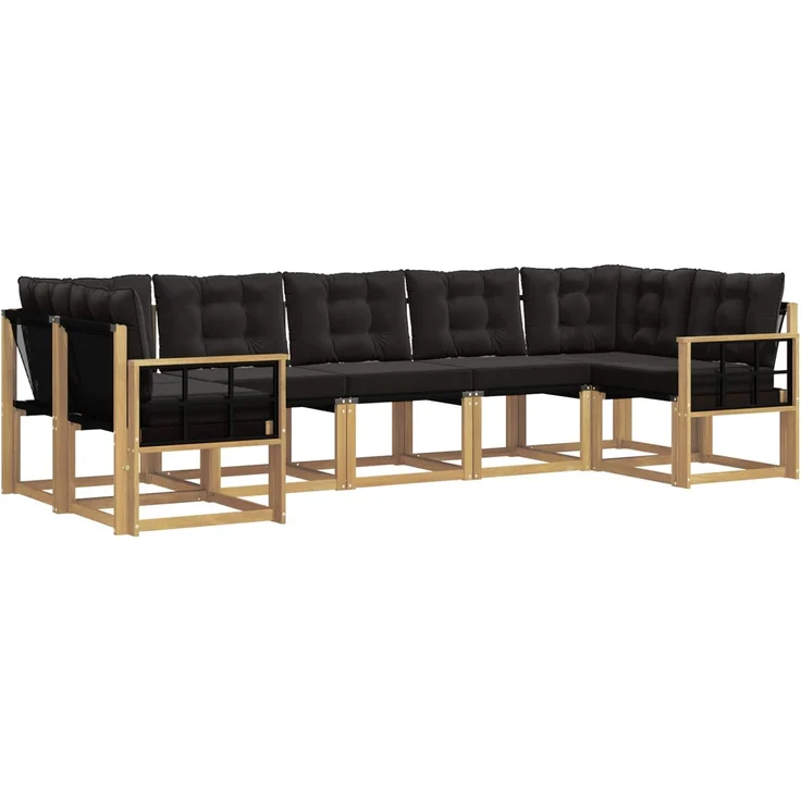 vidaXL Outdoor-Sofagarnitur 7 stk. 7-Sitzer Weiß und Schwarz 3389842 – Bild 2