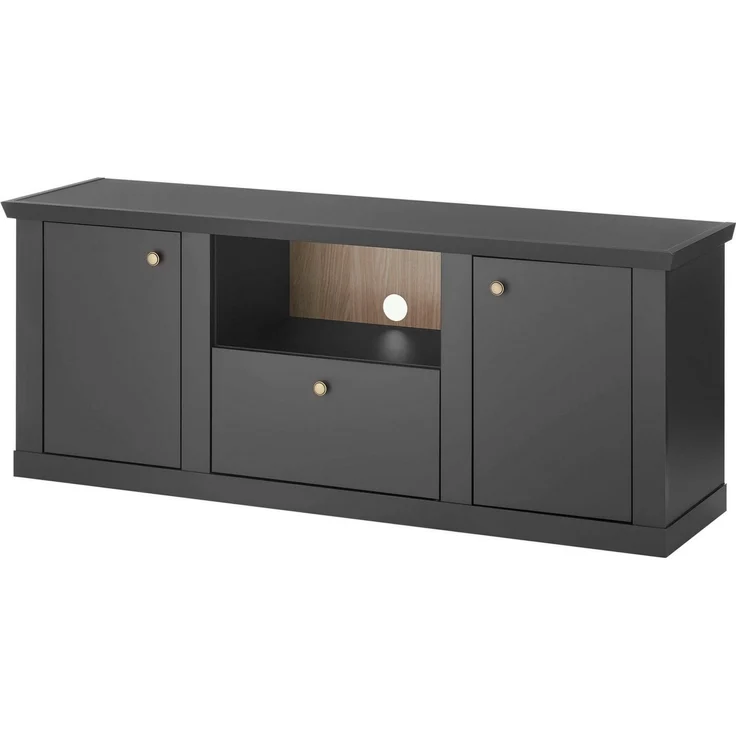 Home affaire Lowboard Lincoln, moderner TV-Schrank, schwarze Kommode, TV-Unterschrank, edles Design, messingfarbene Knopfgriffe, in 2 Größen verfügbar – Bild 4