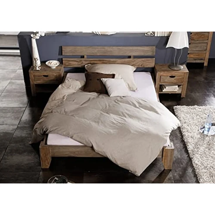 Bett Sheesham 180 x 200 x 75 grau geölt NATURE GREY #212 – Bild 2