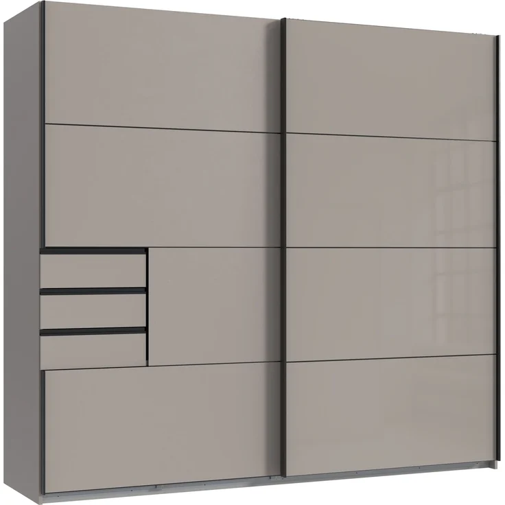 Schlafzimmer-Set >Tilburg< (4tlg.) Schrank, Bett 188x92x210cm, Nachtkommoden, Saharagrau / Grafit – Bild 5
