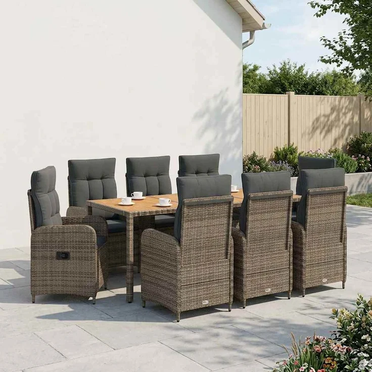 vidaXL Outdoortisch-Set 9 stk. Hellgrau und Dunkelgrau 3422289 – Bild 1