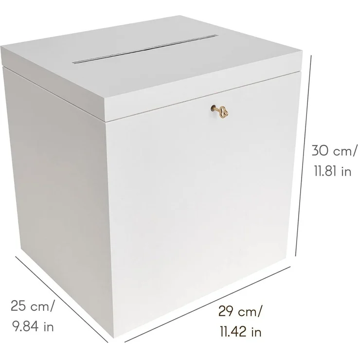Creative Deco Dekokiste Kartenbox Hochzeit 29x25x30 cm Geschenkkarten Box Geldbox Briefbox, mit Deckel, Schloss und Schlüssel – Bild 2