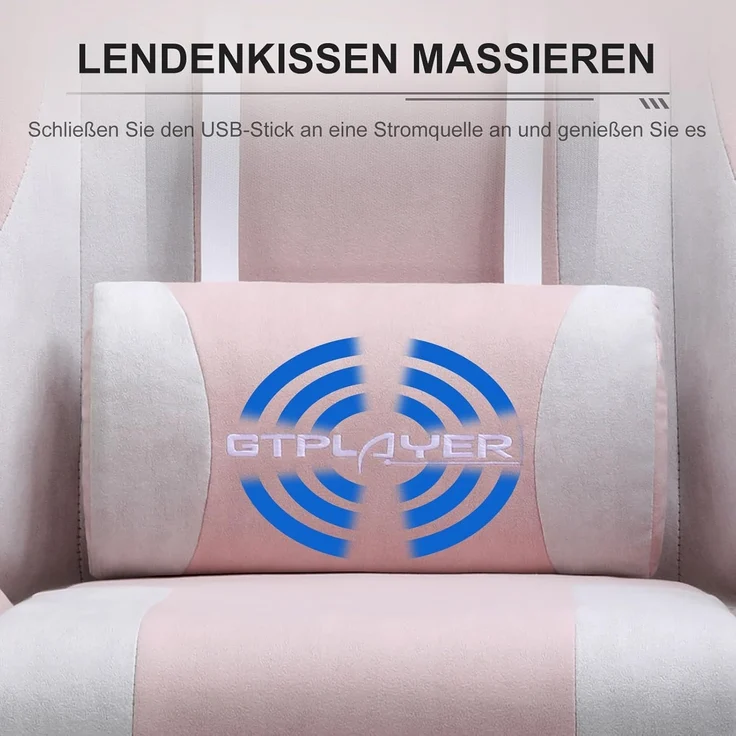 GTPLAYER Bürostuhl Gaming Stuhl Massage Gaming Sessel Ergonomischer Gamer Stuhl mit Fußstütze, Kopfstütze Massage-Lendenkissen, Gepolstert Game Chair, Drehsessel Stoff – Bild 6