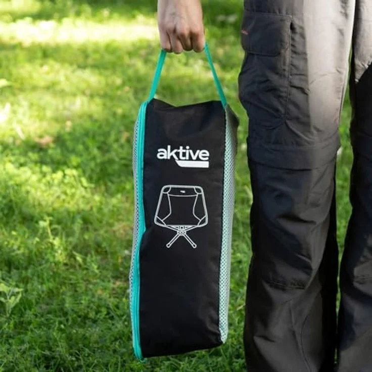 AKTIVE Camping-Klappstuhl, sehr kompakt, Stahl und Polyester, max. 110 kg, 58 x 36 x 66 cm, bequem und langlebig, rutschfest, mit Tragetasche, vielseitig einsetzbar, langlebig, Outdoor-Stühle (63047) – Bild 3