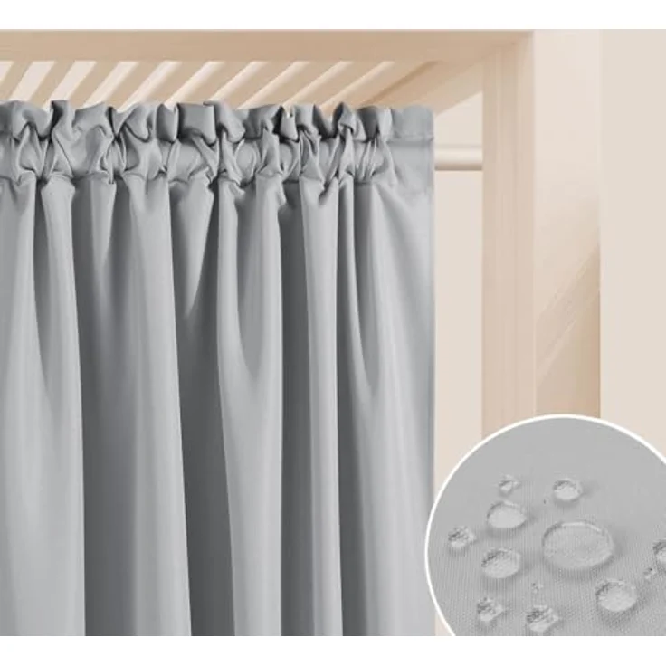 ROOM99 Outdoorvorhäng mit Kräuselband Garden Line 155x250 cm Breite x Höhe Outdoor Vorhang wetterfest Wasserdicht Sichtschutz Sonnenschutz Gardinen Garten Winddicht Hellgrau, 1 Stück – Bild 2