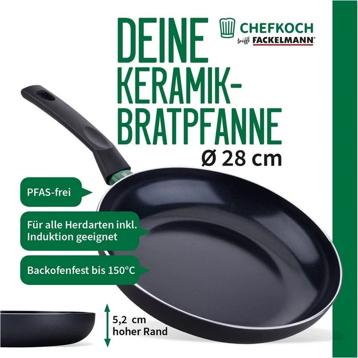FACKELMANN Chefkoch Aluminium-Pfanne Ø28 cm Keramik-Antihaft-Beschichtung – Bild 5