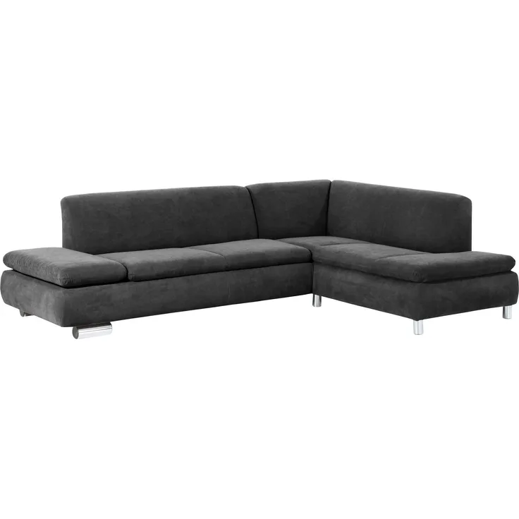 Ecksofa mit Ottomane rechts Kaye Bezug Veloursstoff Metallfuß verchromt / anthrazit 23100