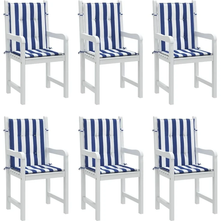 vidaXL Niedriglehner-Auflagen 6 Stk. Blau & Weiß Gestreift Stoff 361321 – Bild 4