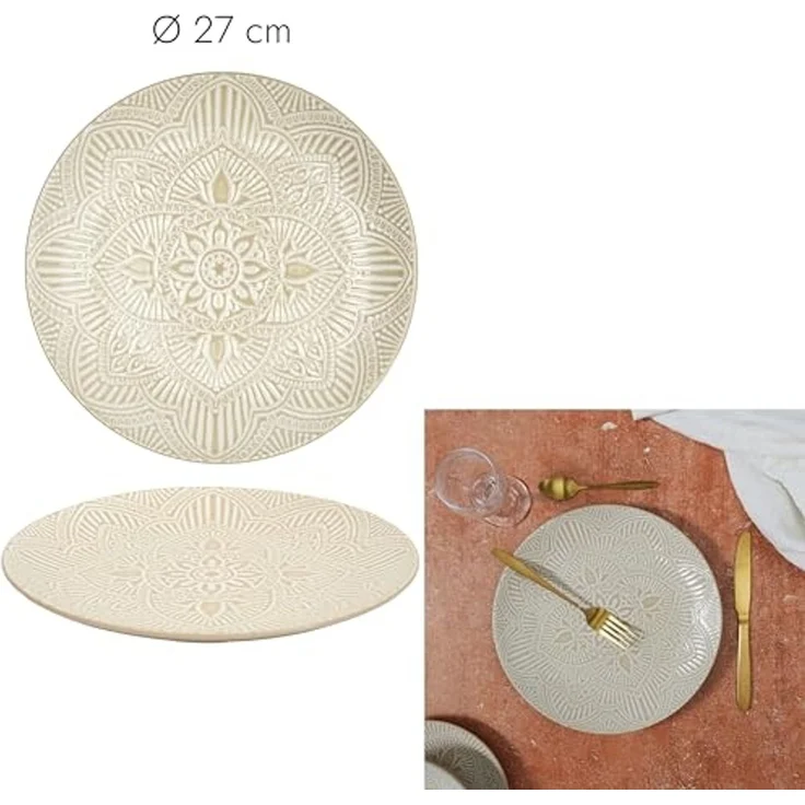 HOME DECO FACTORY, KA0455, Elegant beige Ceramic Plate, ideal for All Meals, Resistant and Easy to Maintain, Perfect for Serving Dishes and Desserts, D27 cm, Beige – Bild 2