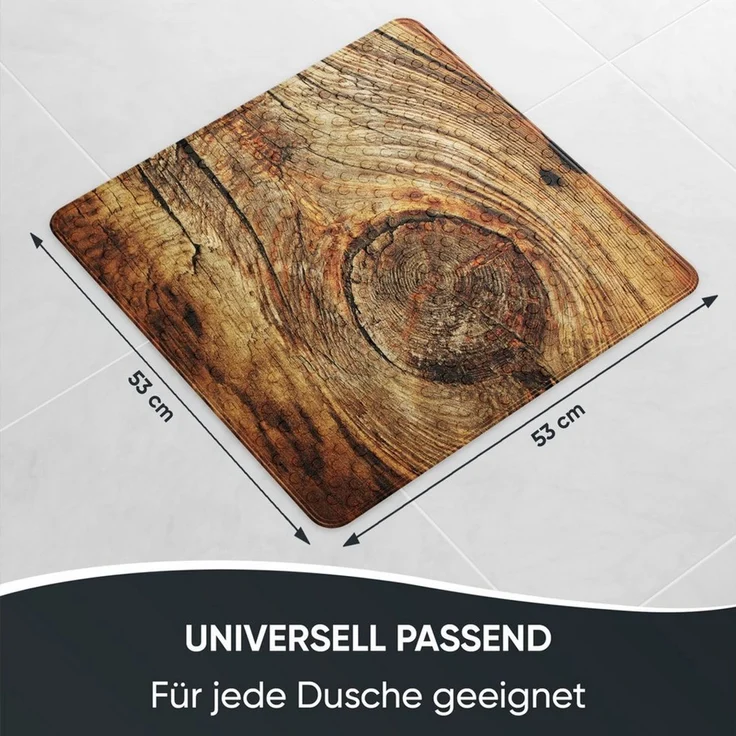 Sanilo Duschmatte Rustikal, rutschfest & sicher, hochwertig, mit Motiv, Kunststoff PVC, quadratisch, 230 extra starke Saugnäpfe, 53 x 53 cm, waschbar – Bild 2