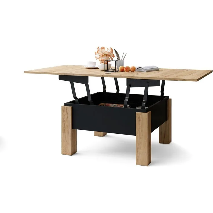 designimpex Couchtisch Design Oslo Tisch höhenverstellbar aufklappbar Esstisch