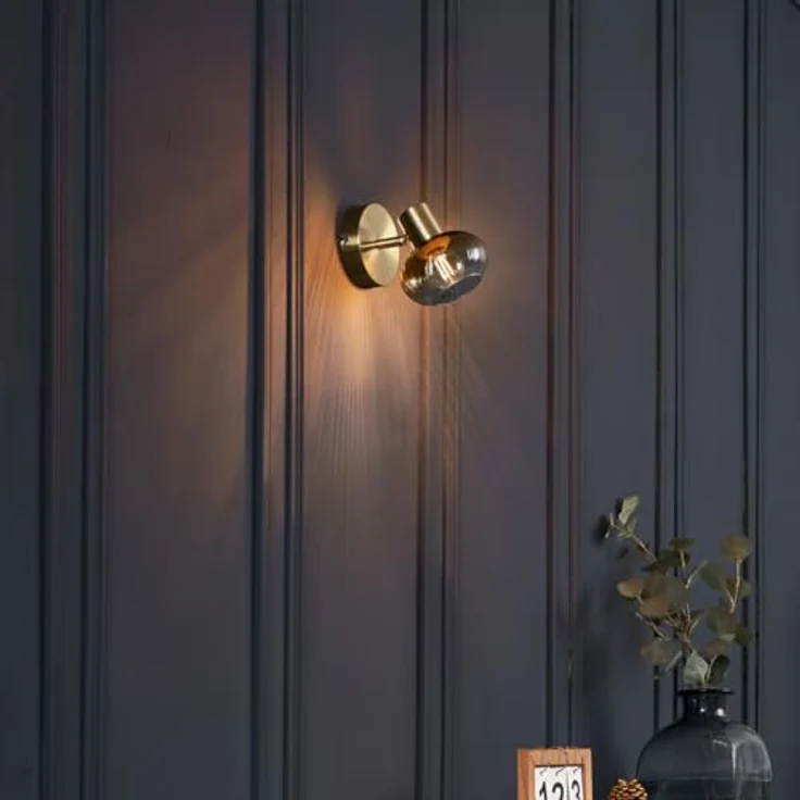 Qazqa Teddy Deckenstrahler, Deckenspot in Gold mit Bernsteinglas, max. 10W, dimmbar, E14 Fassung, rund, geeignet für Küche und Wohnzimmer – Bild 2
