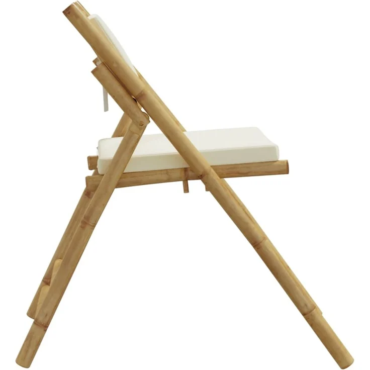 vidaXL Bistrostühle 6 Stk. Klappbar mit Cremeweißen Kissen Bambus 3208924 – Bild 4