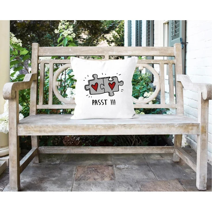 MoonWorks Dekokissen Kissenbezug Passt!!! 2 Puzzleteile Geschenk Liebe Beziehung Jahrestag Valentinstagsgeschenk Weihnachtsgeschenk Moonworks® – Bild 5