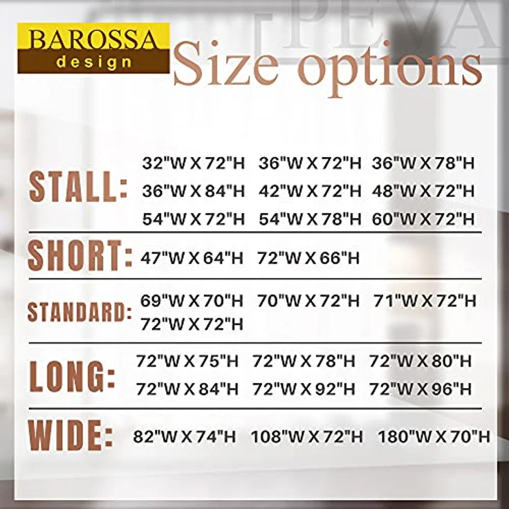 Barossa Design XLong Duschvorhang-Einlage mit 243,8 cm Höhe – 6 Magnete unten, wasserdicht, PEVA, PVC-frei, Metallösen, transparent, 183,8x244,8 cm – Bild 4