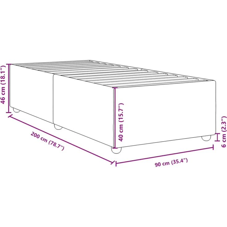 vidaXL Bettgestell ohne Matratze Taupe 90x200 cm Stoff 3284705 – Bild 9