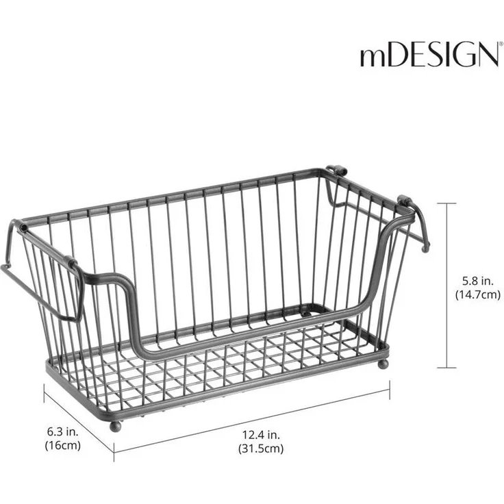 mDesign Ablagebox Drahtkorb Gitterbox Aufbewahrung Organizer 6er Set Metall Grau – Bild 2