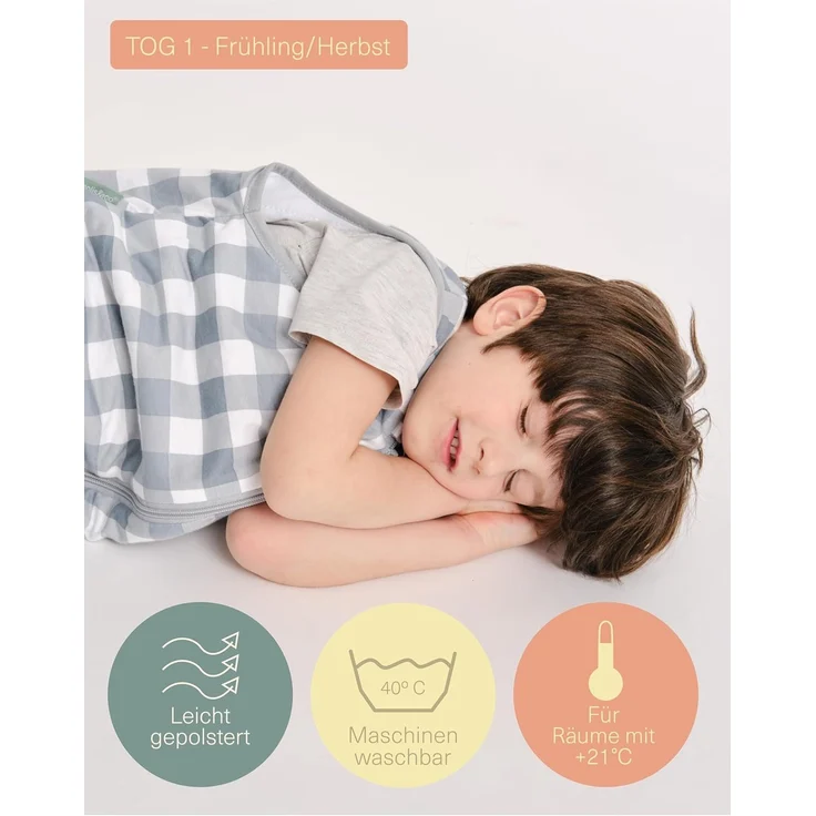 molis&co - Baby Schlafsack mit Füßen - Ideal für Frühling und Herbst - Babyschlafsack mit Füßen 1 tog - Leicht gepolstert - 100% Baumwolle (Oeko-TEX 100), Premium Qualität - Artic Check (70 cm) – Bild 3