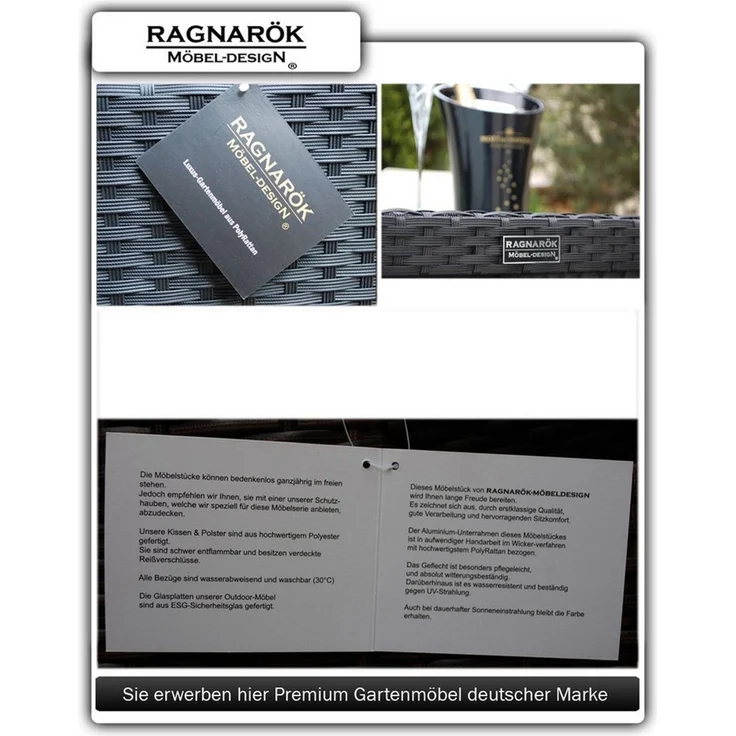 Ragnarök Möbel-Design Garten-Essgruppe Heimdall Esstisch Set 8+4, (Set, Polyrattan, Alu), Würfelsystem, klappbare Rückenlehne – Bild 2