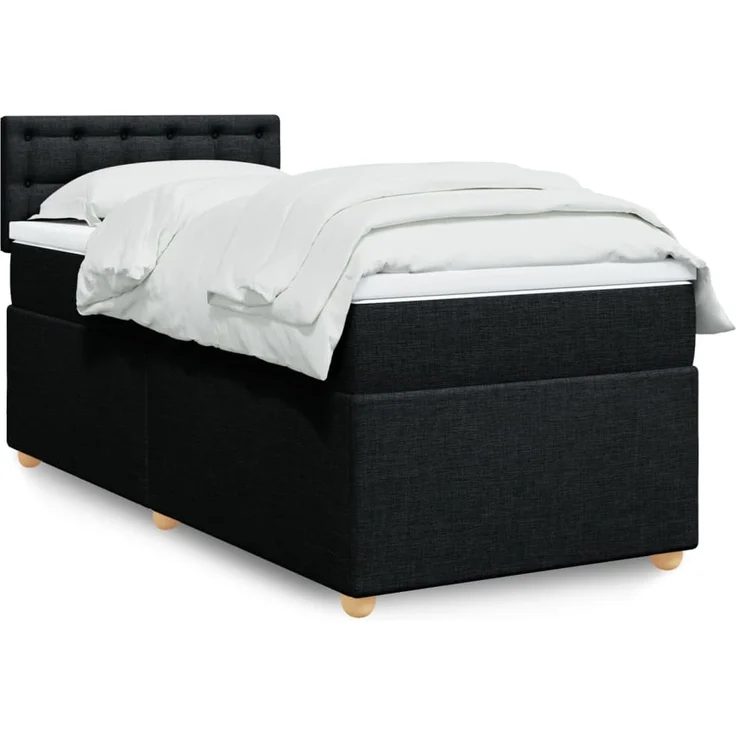 vidaXL Boxspringbett mit Matratze Schwarz 80x200 cm Stoff 3288823 – Bild 1