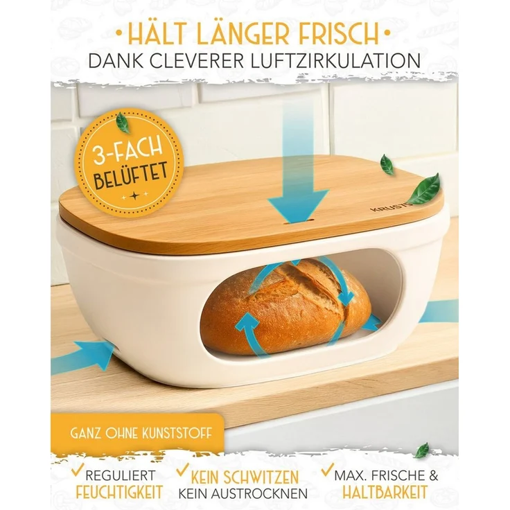 Krustenzauber Brotkasten Moderner Brotkorb & Brotkasten zur Brotaufbewahrung für frisches Brot – Bild 3