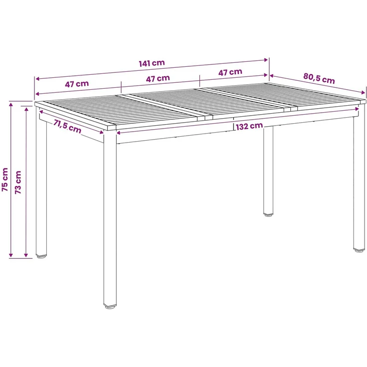 vidaXL Gartentisch NAARDEN Natur und Kaffee 141 x 80,5 x 75 cm 901321 – Bild 9