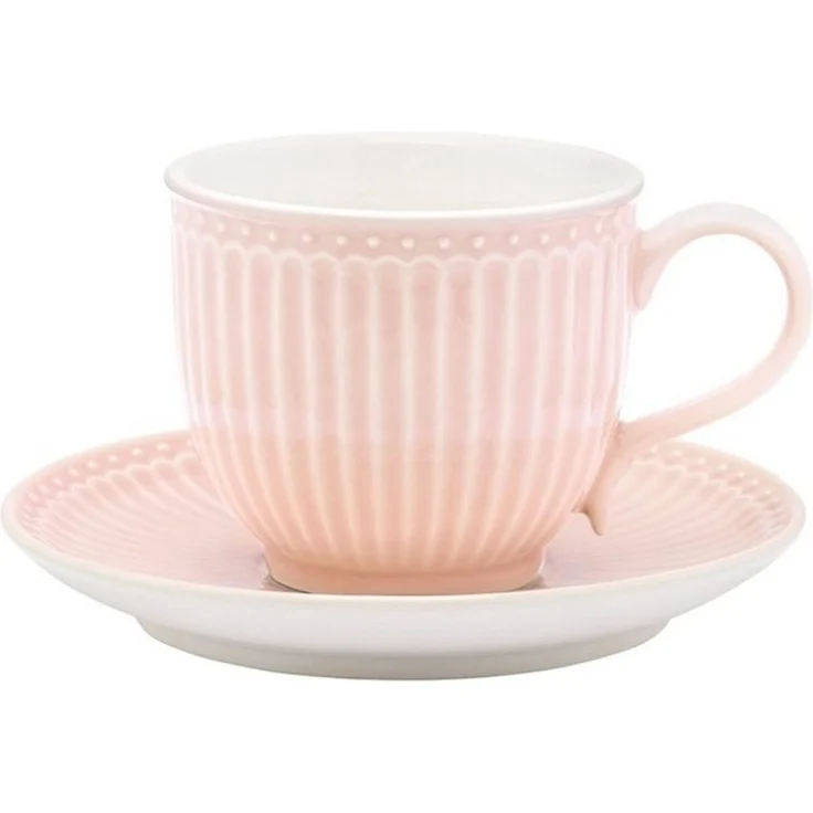 Greengate Tasse Alice Tasse mit Untertasse pale pink 8,5 cm, Stoneware – Bild 3