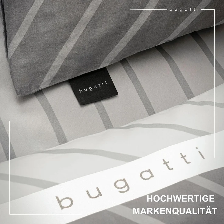 bugatti Bettwäsche Satinbettwäsche bugatti, Mako-Satin, 2 teilig, mit zeitlosem Wende-Design – Bild 4