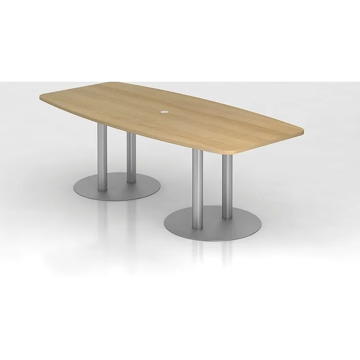 Konferenztisch KT22S 220x105cm Eiche Säulenfuße Gestellfarbe: Silber