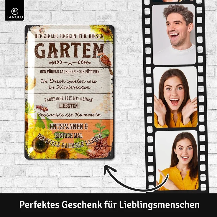 LANOLU Blechschild Regeln für diesen Garten - 20x30cm – Metall – Mehrfarbig – 20206 – Bild 3