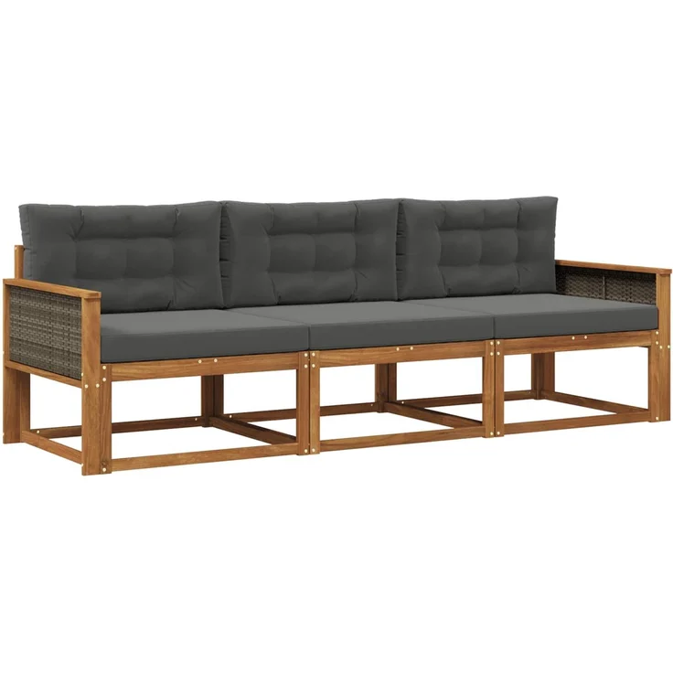 vidaXL Outdoor-Sofagarnitur 3 stk. 3-Sitzer Natur und Anthrazit 3382300 – Bild 2