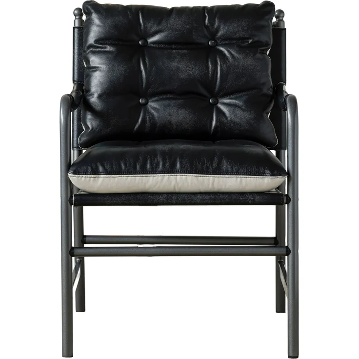 Sessel 60cm×62cm×90cm aus Leder mit Metallgestell und Armlehnen – Bild 6
