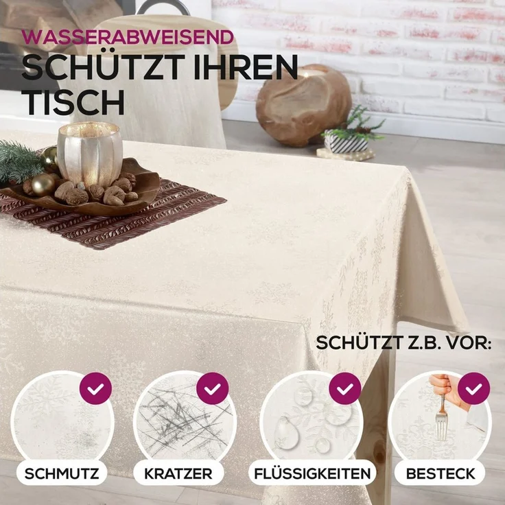 Beautex Tischdecke Lurex Tischdecke Weihnachten, Silber Gold glänzend, Weihnachtstisch (1-tlg) – Bild 3