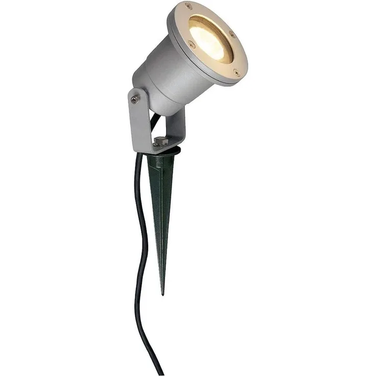 SLV NAUTILUS | Außenlampe für die Beleuchtung von Garten, Terrasse, Pflanzen, Wegen, Teich, Aussen-Leuchte, Außen-Strahler | IP65, GU10, mit Stecker, mit Erdspieß, Grau