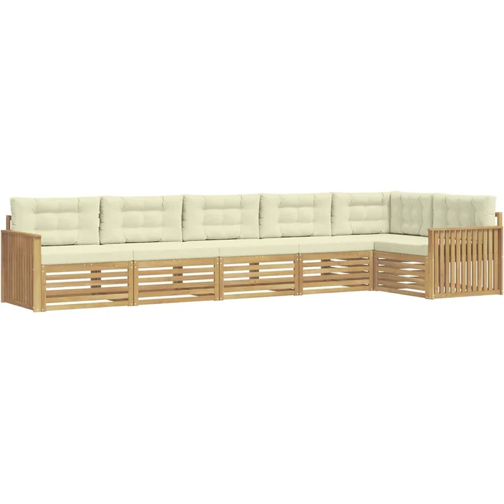 vidaXL Outdoor-Sofagarnitur 6 stk. 6-Sitzer Weiß und Creme Polyester 3390560 – Bild 2
