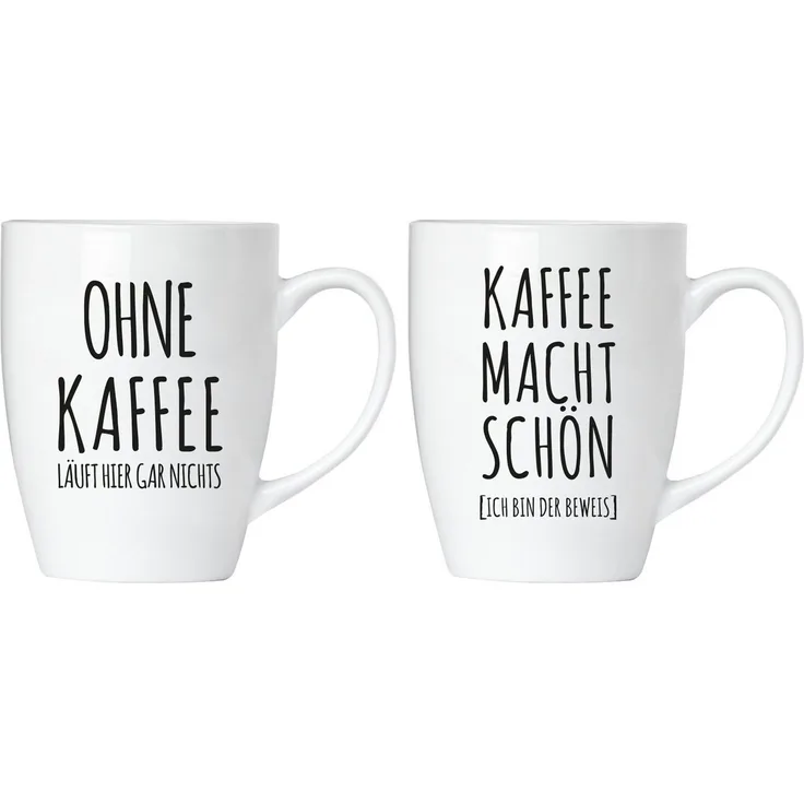 Ohne Kaffee läuft hier gar nichts! Kaffee macht schön Tassen Set aus Keramik - Grußkarte
