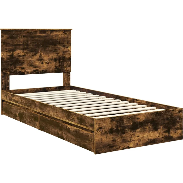 vidaXL Aufbewahrungsbett Geräucherte Eiche 90 x 190 cm Holzwerkstoff 3411254 – Bild 3