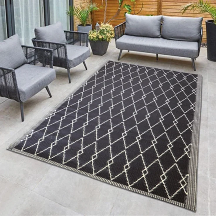 Bestlivings Outdoor Teppich Wetterfest und UV-Beständig ( 160x230cm / Raute ) Teppich aus Kunststoff für Garten, Balkon, Terrasse - Outdoorteppich – Bild 1
