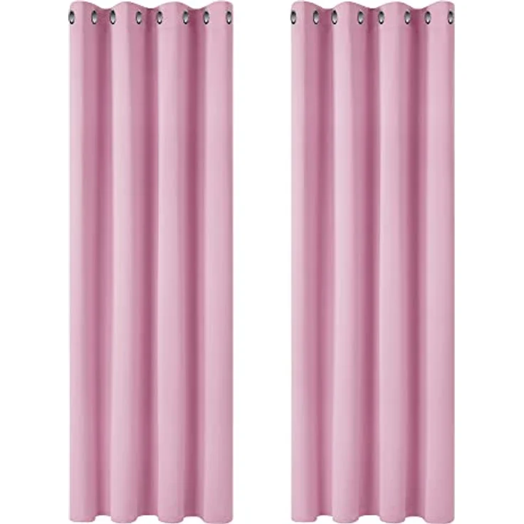 Deconovo Verdunkelungsgardinen mit Kälteschutz Kinderzimmer Verdunkelungsvorhang Kälteschutzschal, 183x132 cm(HöhexBreite), Rosa, 2er Set – Bild 4