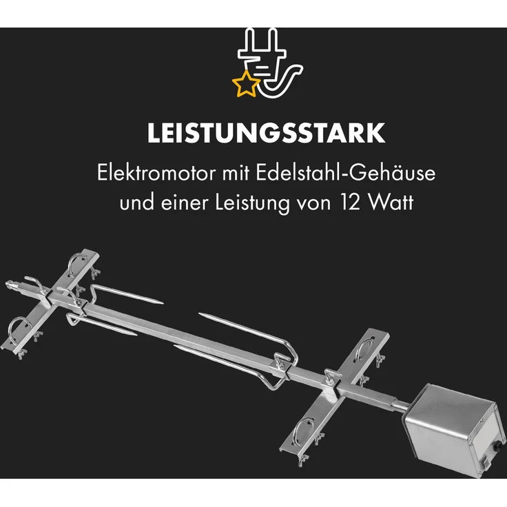 Klarstein Grillspieß Sauenland Survivor Spanferkelgrill 12W 70 kg Edelstahl 5 Stufen (Set), Grillspieß mit Motor Grill Drehspieß mit Motor Spanferkel Grill – Bild 6