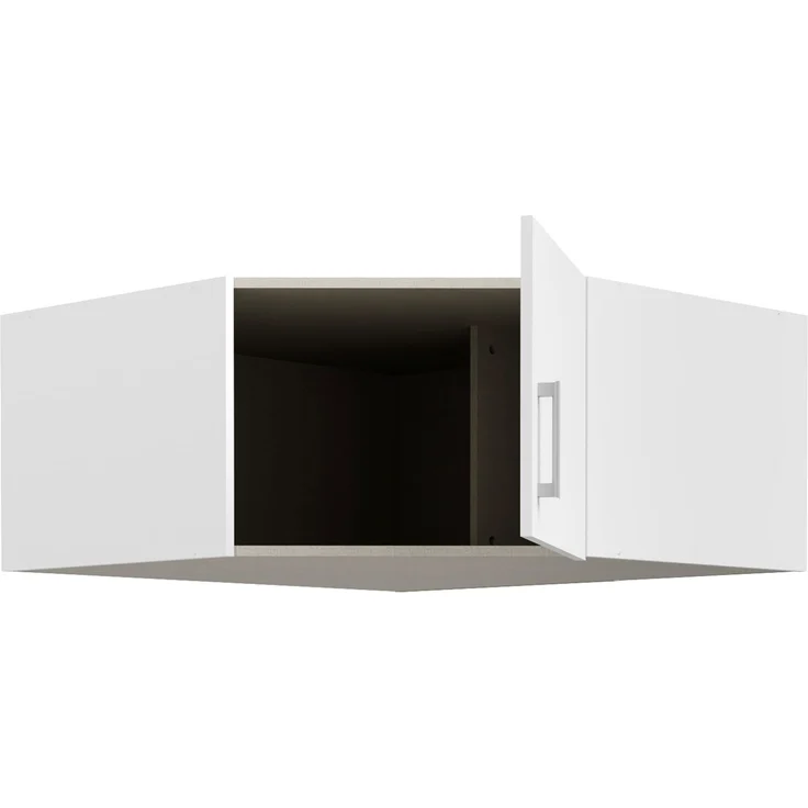 Forte ECONOBOX Schrankaufsatz 90, 1-türiger Drehtürenschrankaufsatz für Eckschrank, Holzwerkstoff, Weiß, 89,5 cm breit, 38,1 cm hoch, 89,4 cm tief – Bild 4