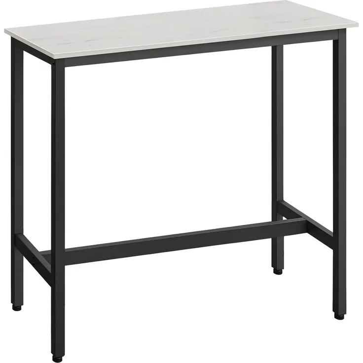 VASAGLE Bartisch, Küchentisch, Küchentresen, rechteckiger Stehtisch, Metallgestell, 40 x 100 x 90 cm, einfacher Aufbau, schmal, Industrie-Design, vintageweiß-tintenschwarz LBT010B73, Weiß, 100 cm