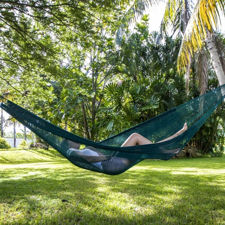 MacaMex Mexikanische Netzhängematte Double PLUS darkgreen grün, 200 cm x 410 cm – Bild 6