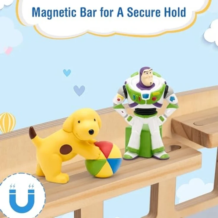 Todeco Tonie-Regal für Toniebox Hörfiguren, Magnetische Aufbewahrung für 20-25 Tonie, Perfekte Tonie Aufbewahrung im Kinderzimmer für Mädchen & Jungen, Bus blau – Bild 4